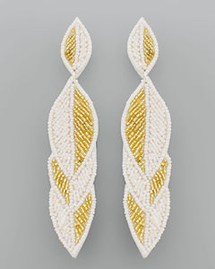 Stacked Leaves Seed Bead Earrings