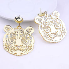 Large Metallic Tiger Acrylic Earrings