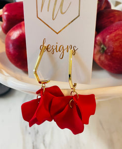 Gold Octagon Hoop Petal Earrings