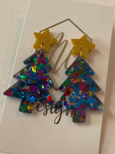 Glitter Star Tree and Reindeer Christmas Earrings