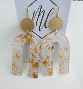 Gold Flake Arch Dangle earrings