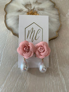 Rose Pearl Drop Earrings Elegant