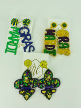 Assorted Beaded Mardi Gras Earrings