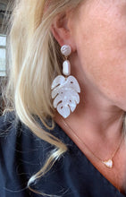 Pearlized Palm Leaf Earrings