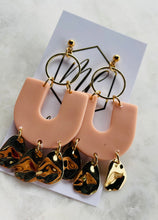 U Shaped Clay Earrings with Gold Accents