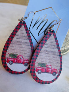 Wooden Christmas Truck earrings