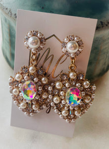 Elegant Rhinestone Pearl Earrings