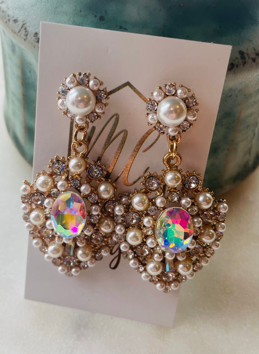 Elegant Rhinestone Pearl Earrings