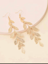 Long Leaf Textured Earrings