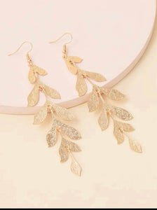 Long Leaf Textured Earrings