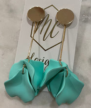 Gold Circle with Flower Petal Drop Earrings