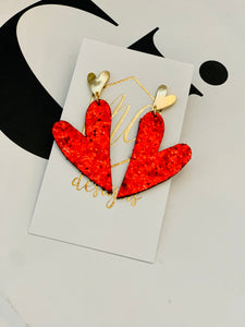 Glitter Double Heart Earrings