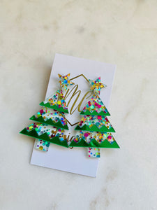 Christmas Tree Confetti Acrylic Earrings