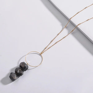 Dainty circle with triple stone drop necklace