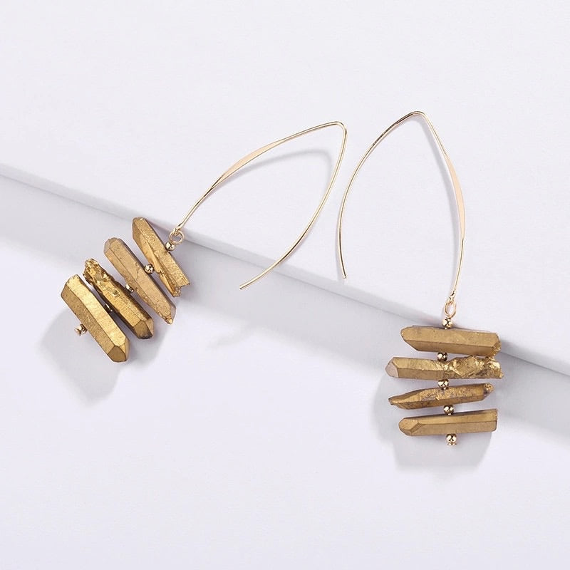 Fishhook stone earrings