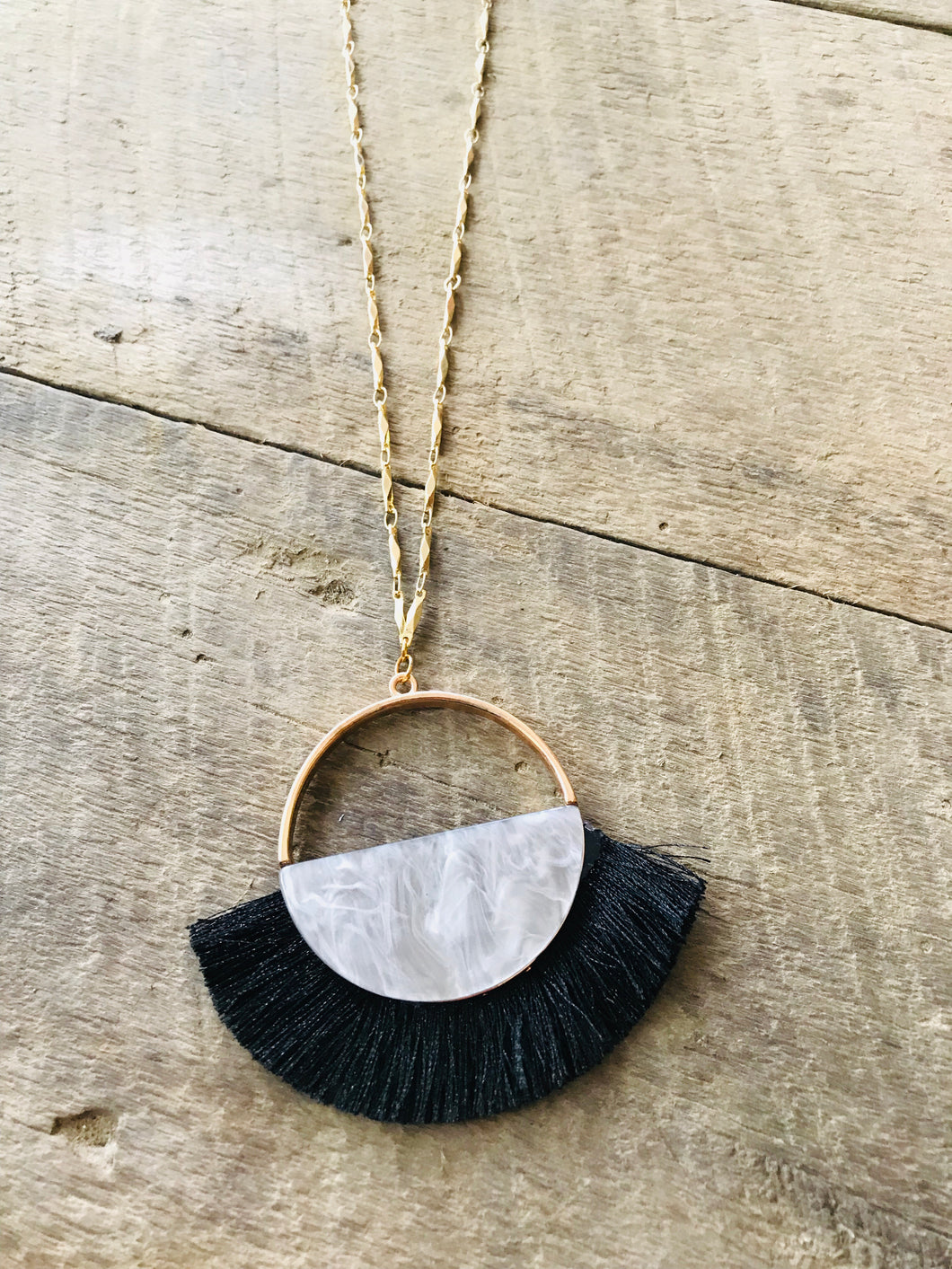 Half Moon Fringe Acrylic Necklace