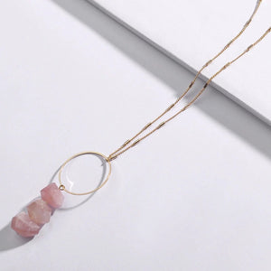 Dainty circle with triple stone drop necklace