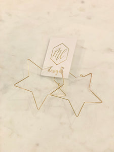 Large Wire Star Hoops Gold